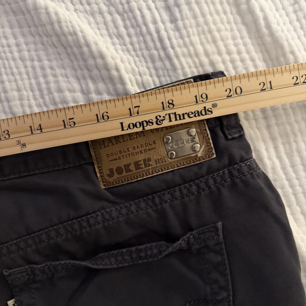 Joker Harlem Walker Jeans Mens 42x28 Gray Dark Wash Cotton Denim Logo Patch - Picture 14 of 16